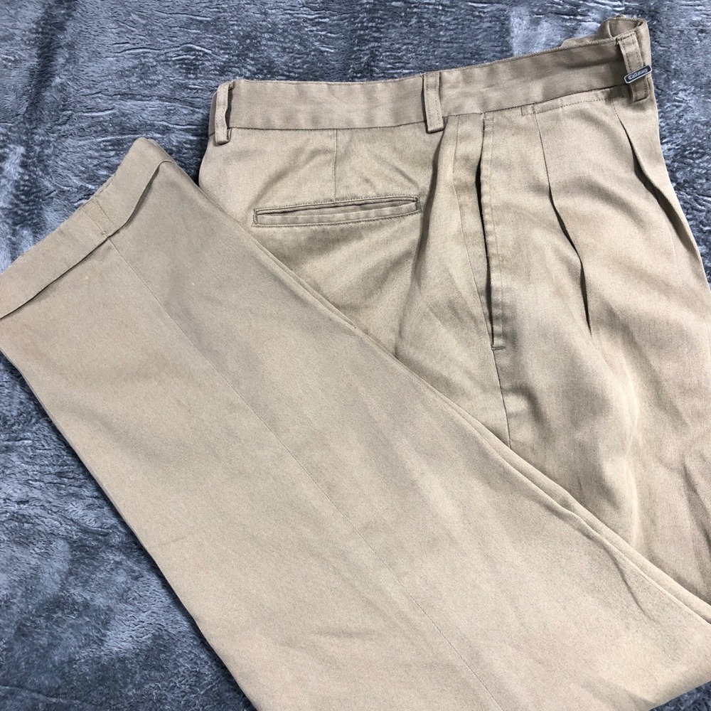 Callaway Golf Pants Mens 34x33 Khaki Pleated Cuffed Pima Cotton Nordstrom‎